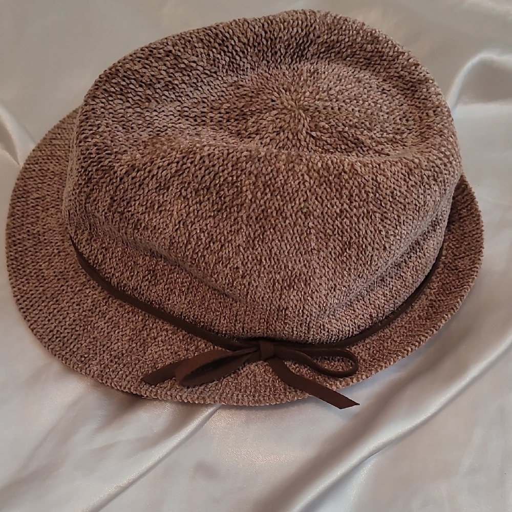 Brown Knit Bucket Hat with Ribbon Trim - Men Accessories